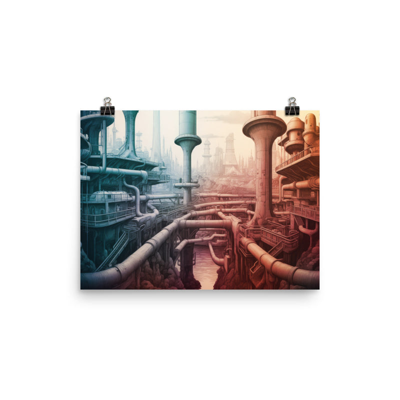 Poster — Futuristic City of Pipes