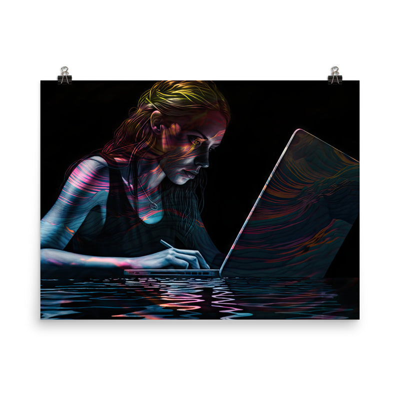 Poster — Young Woman using a Laptop