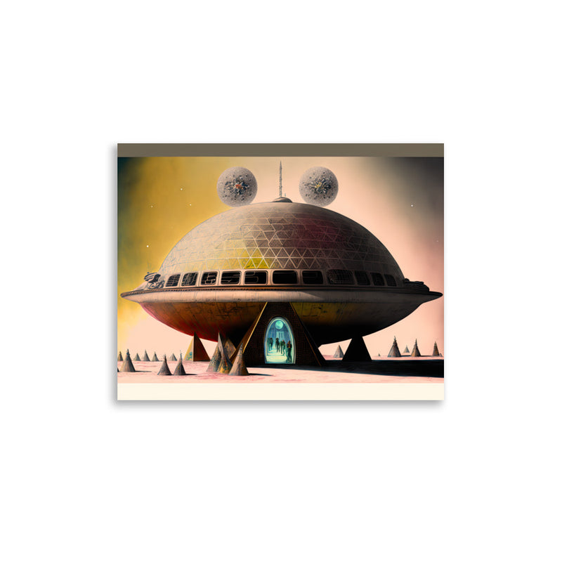 Brutalist UFO Building — Poster