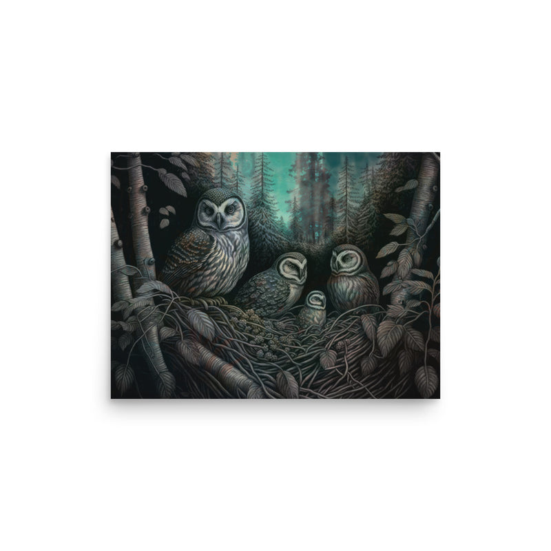 Poster — Owl Nest in Forest at Night
