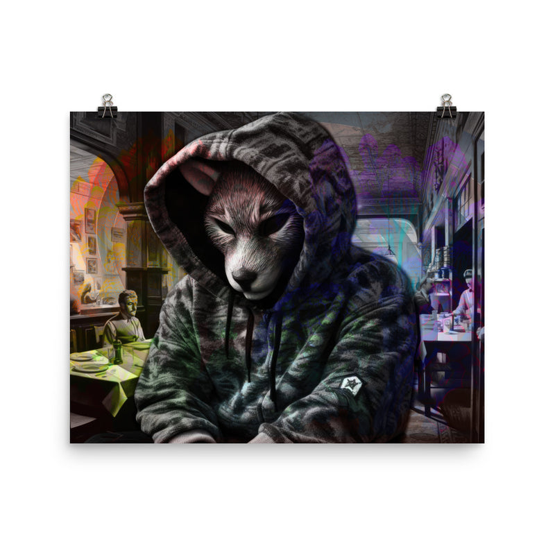 Poster — Fox in Hoodie at local Diner
