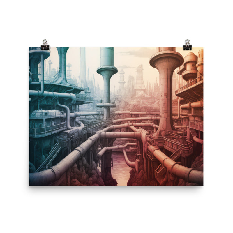 Poster — Futuristic City of Pipes