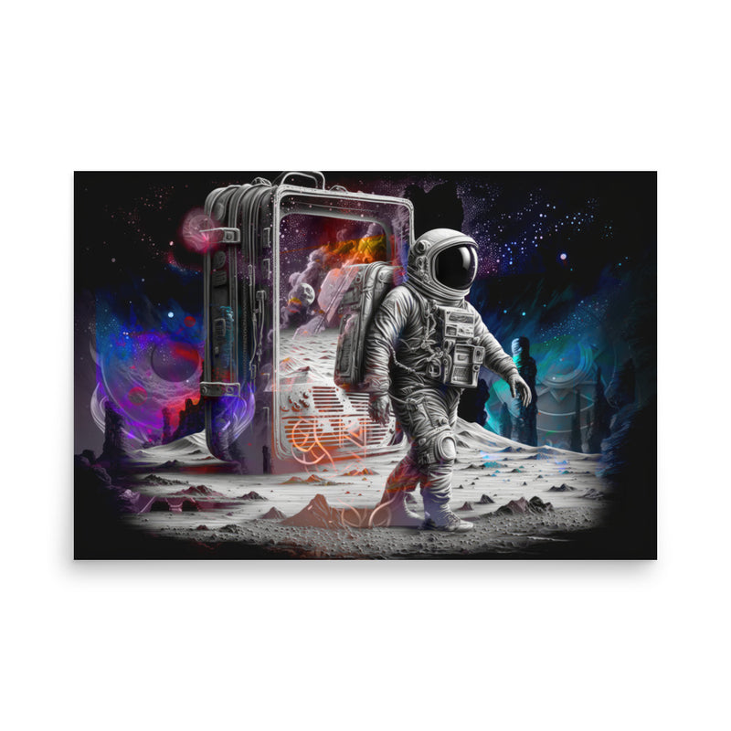 Poster — Astronaut Walking out of Suitcase Portal