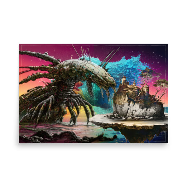 Poster — Intergalactic Battle Shrimp Settling the Score on the Floating Island World