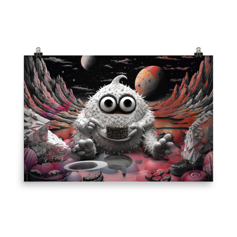 Poster — Cute Monster on Pastry Planetoid