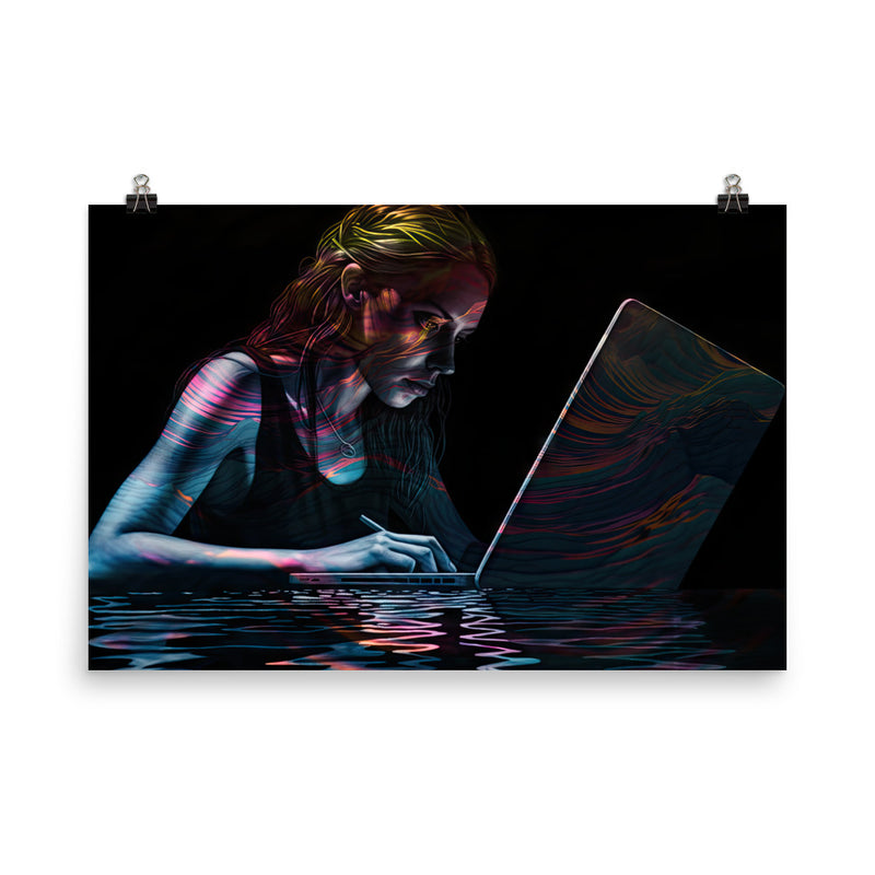 Poster — Young Woman using a Laptop