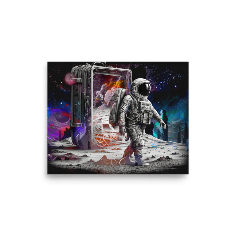 Poster — Astronaut Walking out of Suitcase Portal
