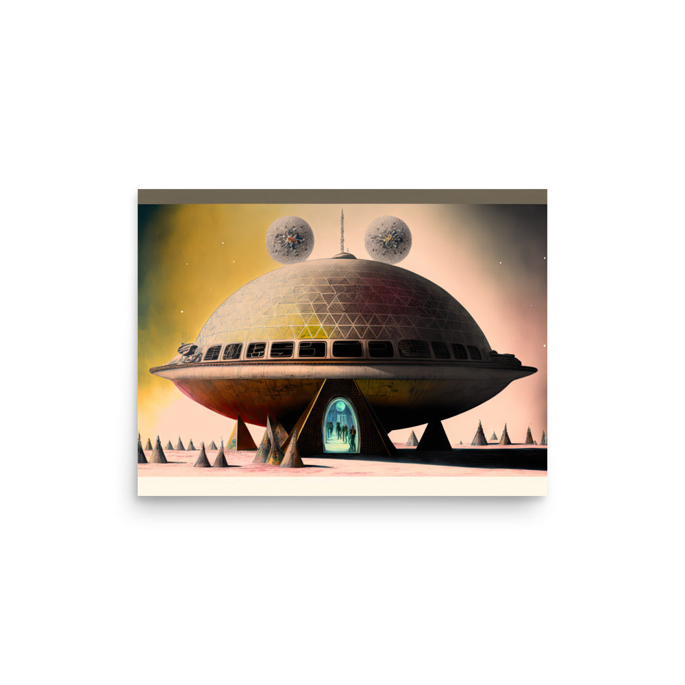 Brutalist UFO Building — Poster