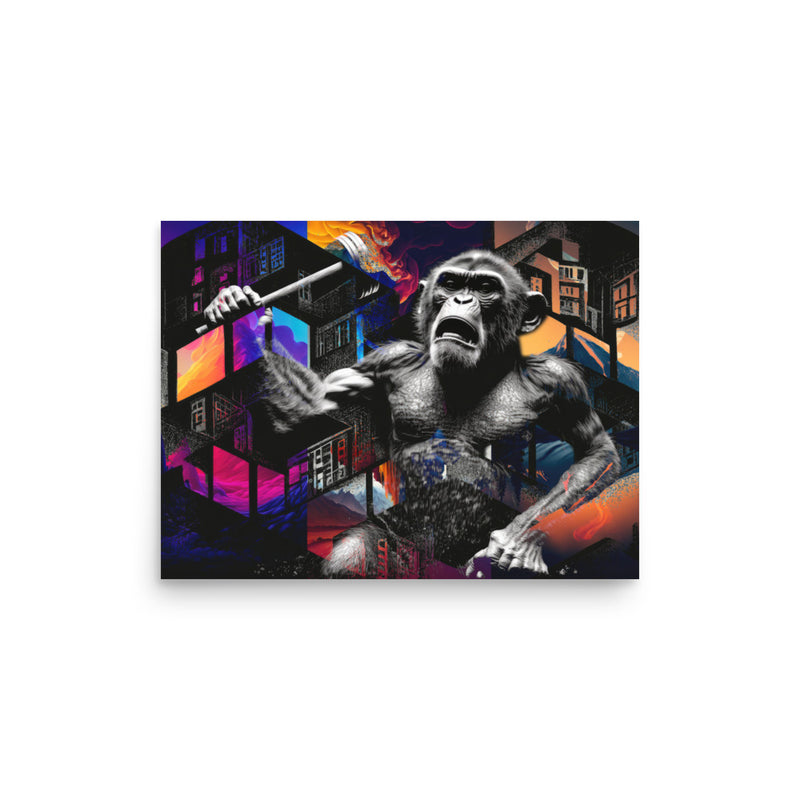 Poster — Monkey Smashing with Club.