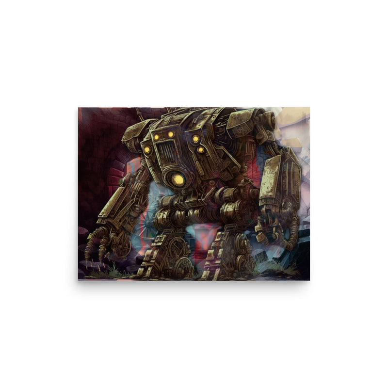 Poster — Steampunk Mech in front of Engine