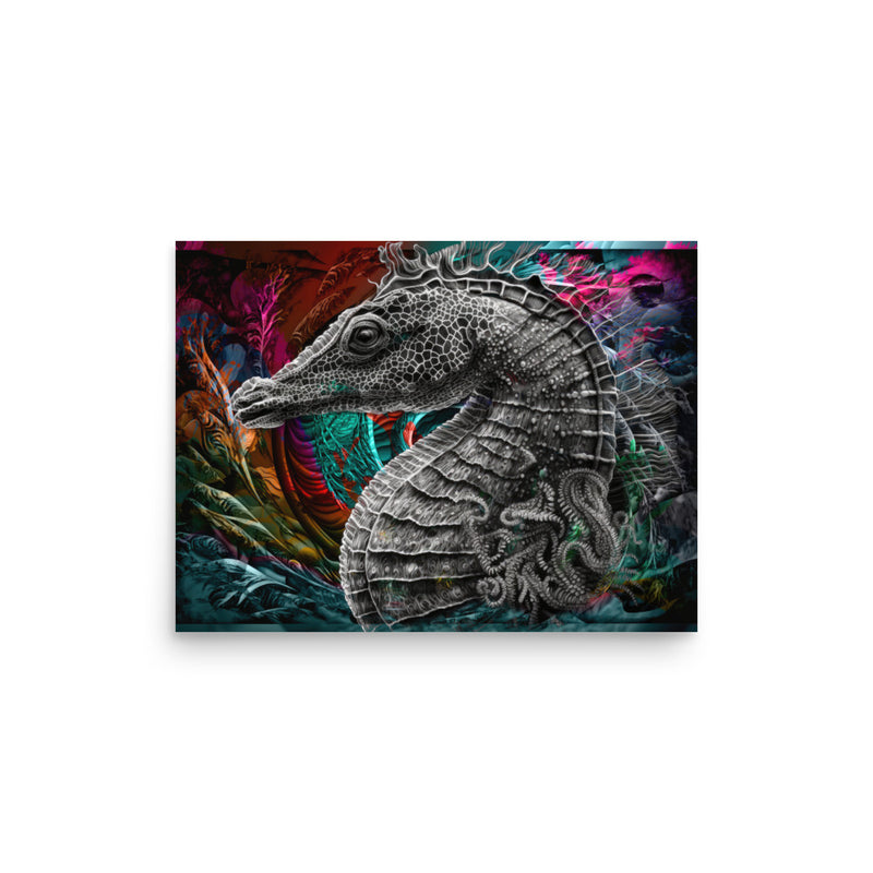 Poster — Seahorse with Whirlpool Backdrop