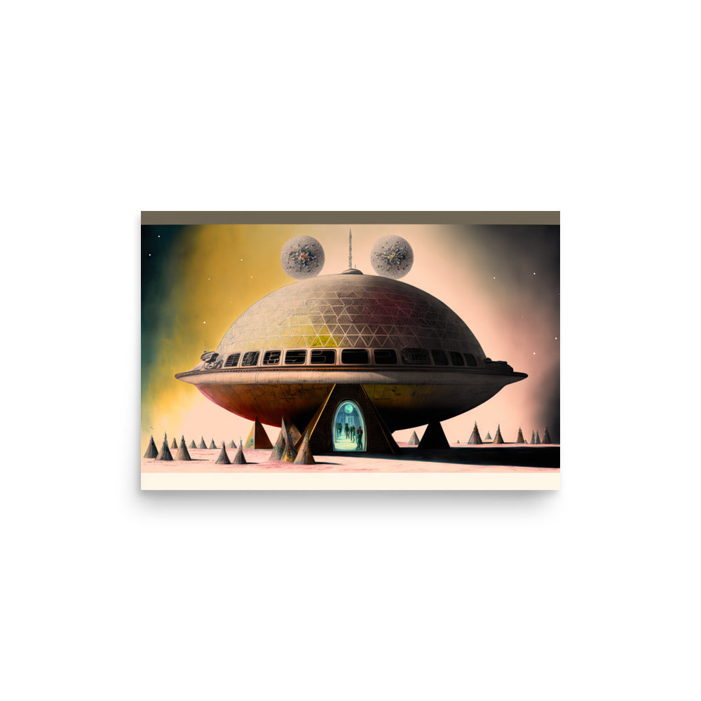 Brutalist UFO Building — Poster