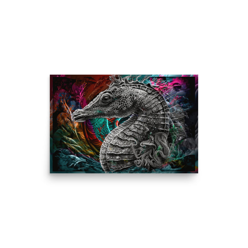 Poster — Seahorse with Whirlpool Backdrop