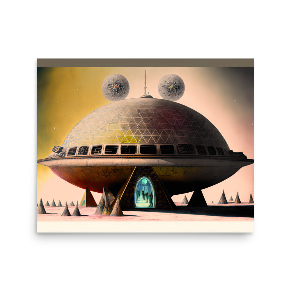 Brutalist UFO Building — Poster