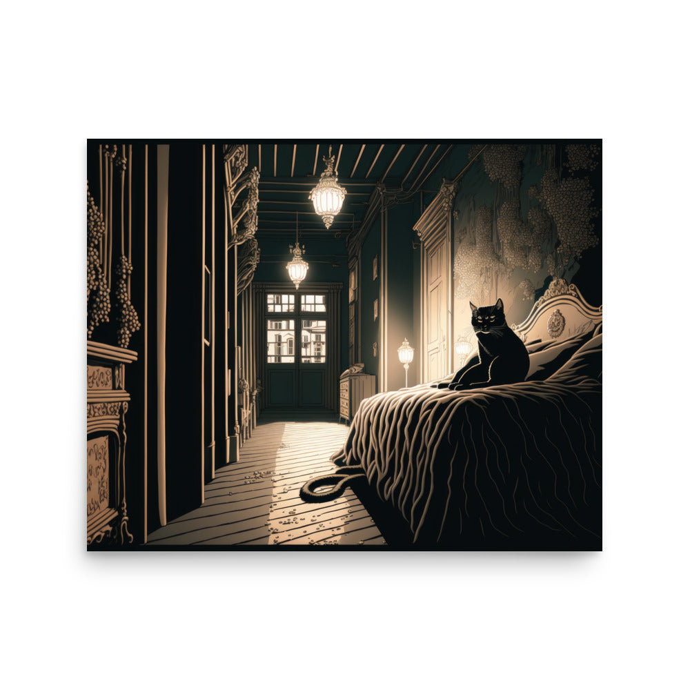 Bedroom with Cat — Poster