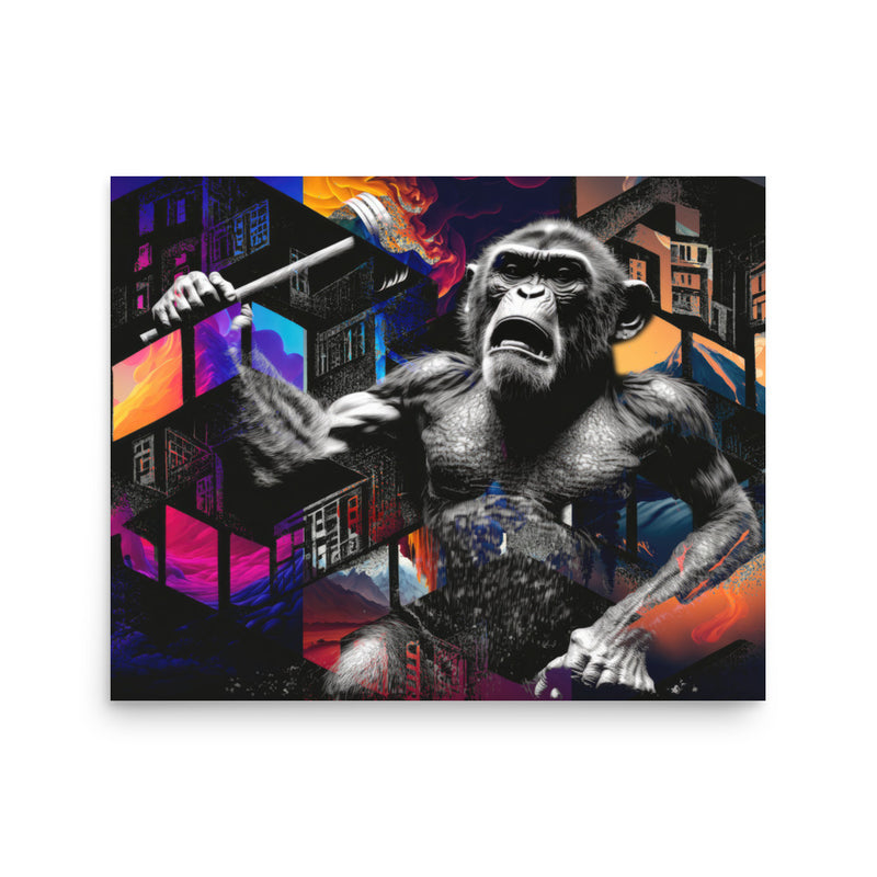 Poster — Monkey Smashing with Club.