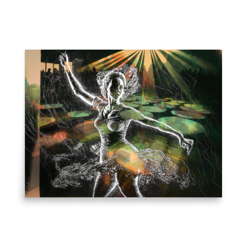Woman Dancing on the Dancefloor at Night — Poster