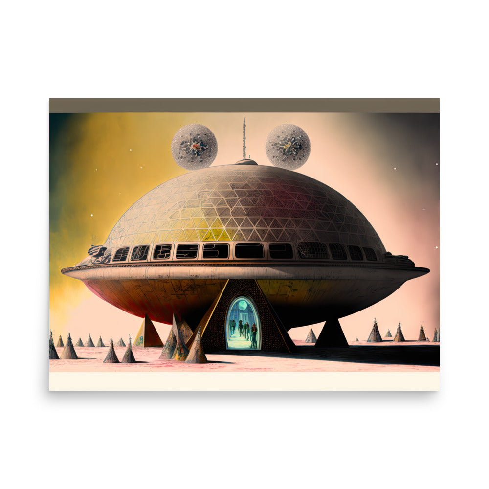 Brutalist UFO Building — Poster