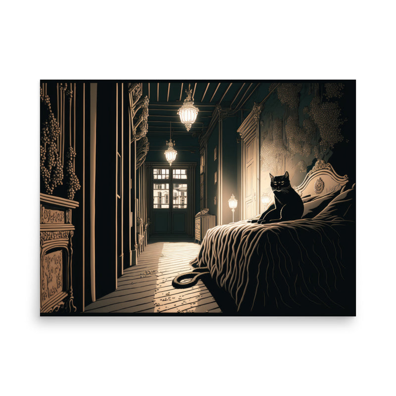 Bedroom with Cat — Poster