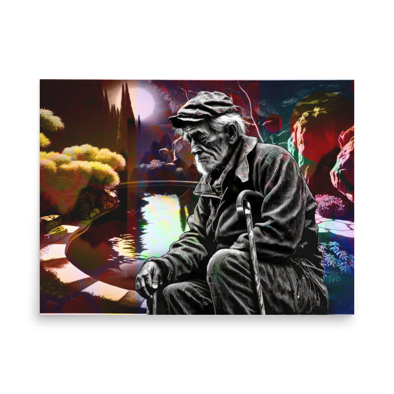 Poster — Elderly Gentleman Sitting by the Pond