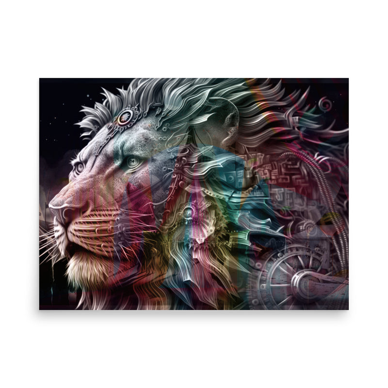 Poster — Mechanical Lion with Circus Colours