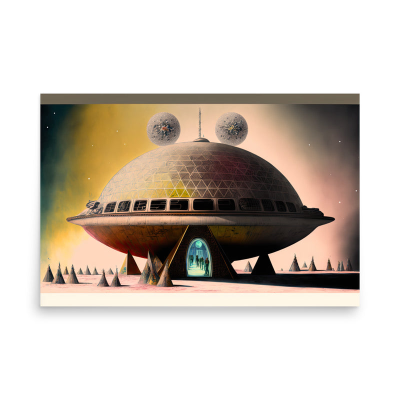 Brutalist UFO Building — Poster