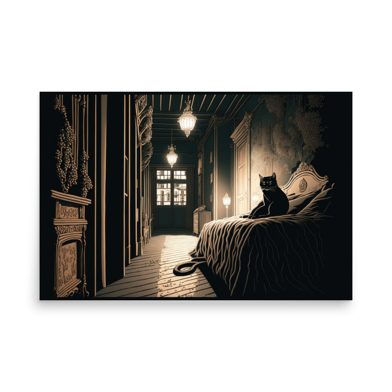 Bedroom with Cat — Poster