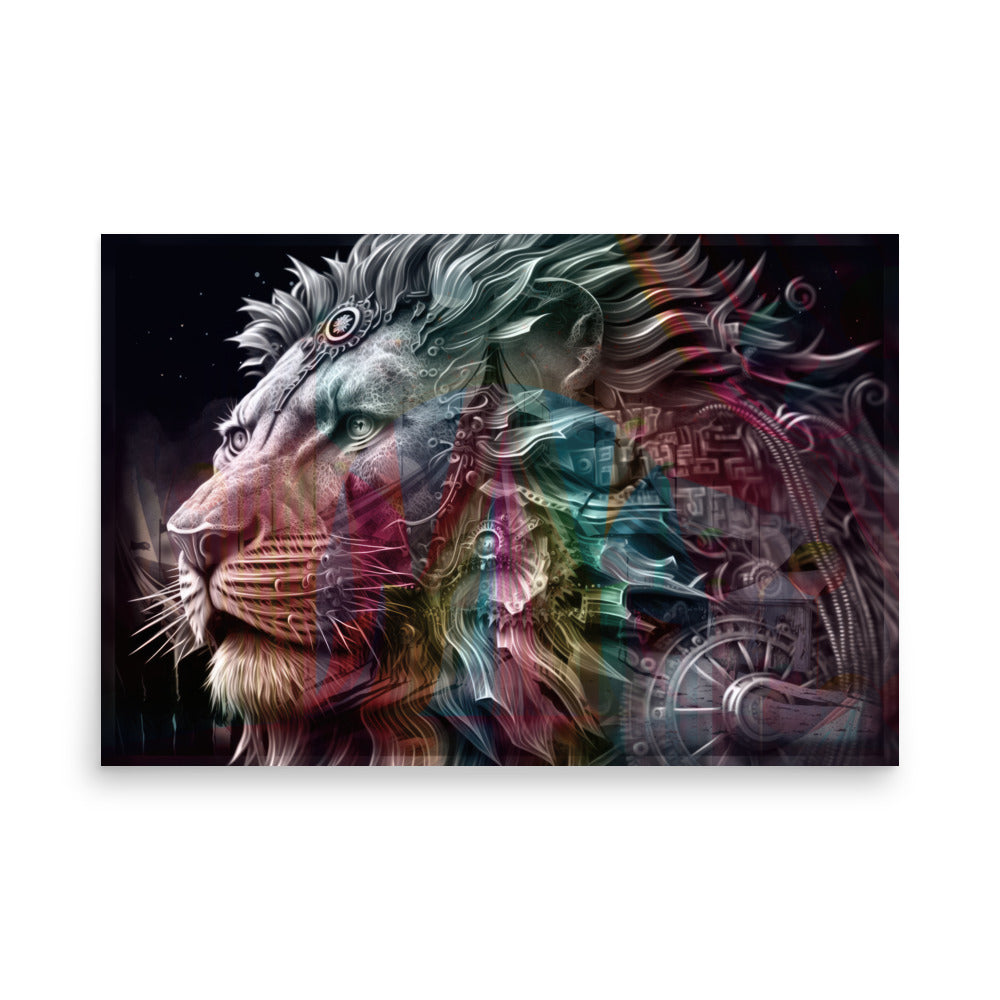 Poster — Mechanical Lion with Circus Colours