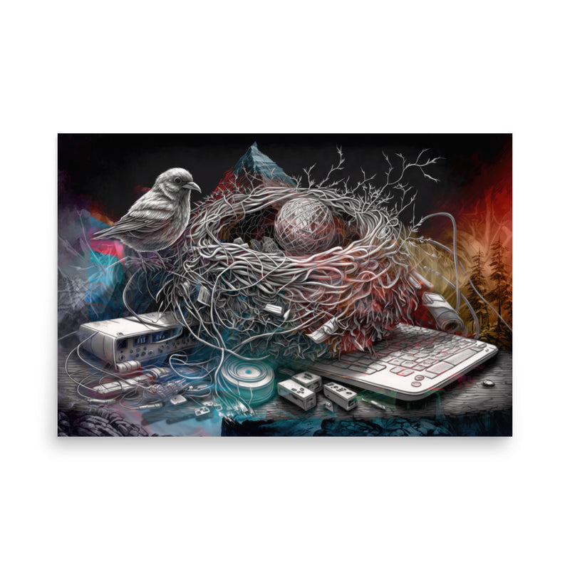 Poster — Bird Nest Made of Consumer Electronics