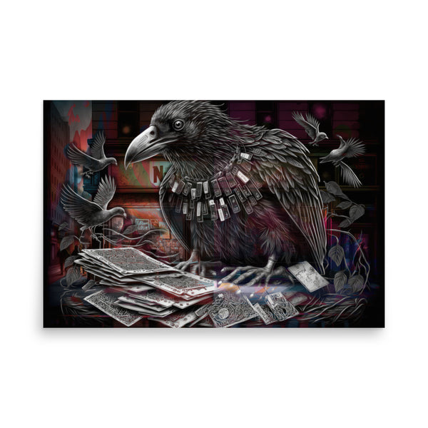 Poster — Raven with a Collection of Graphical Cards