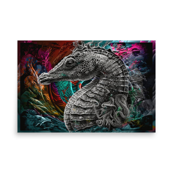 Poster — Seahorse with Whirlpool Backdrop