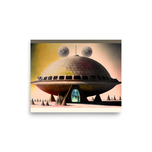 Brutalist UFO Building — Poster