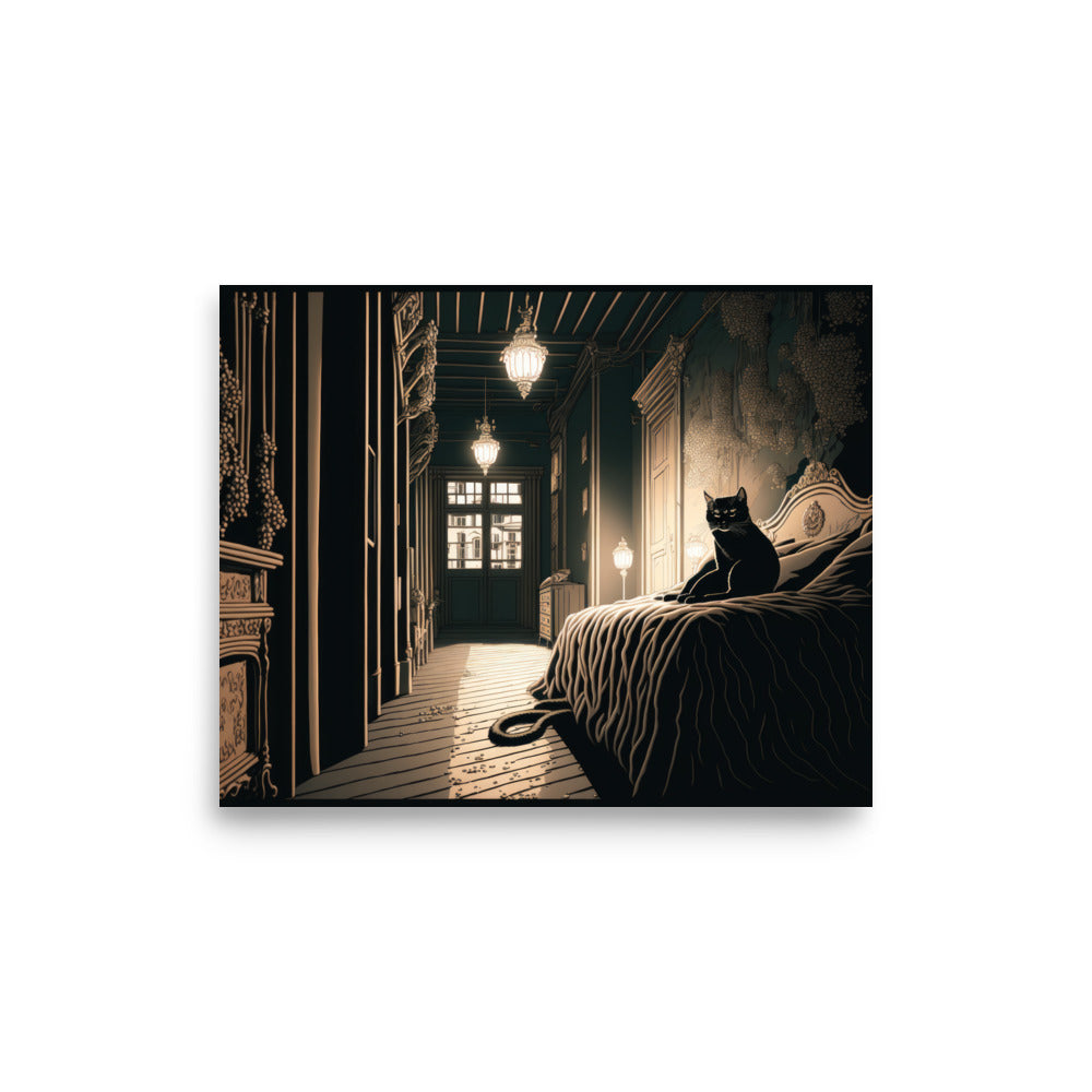 Bedroom with Cat — Poster