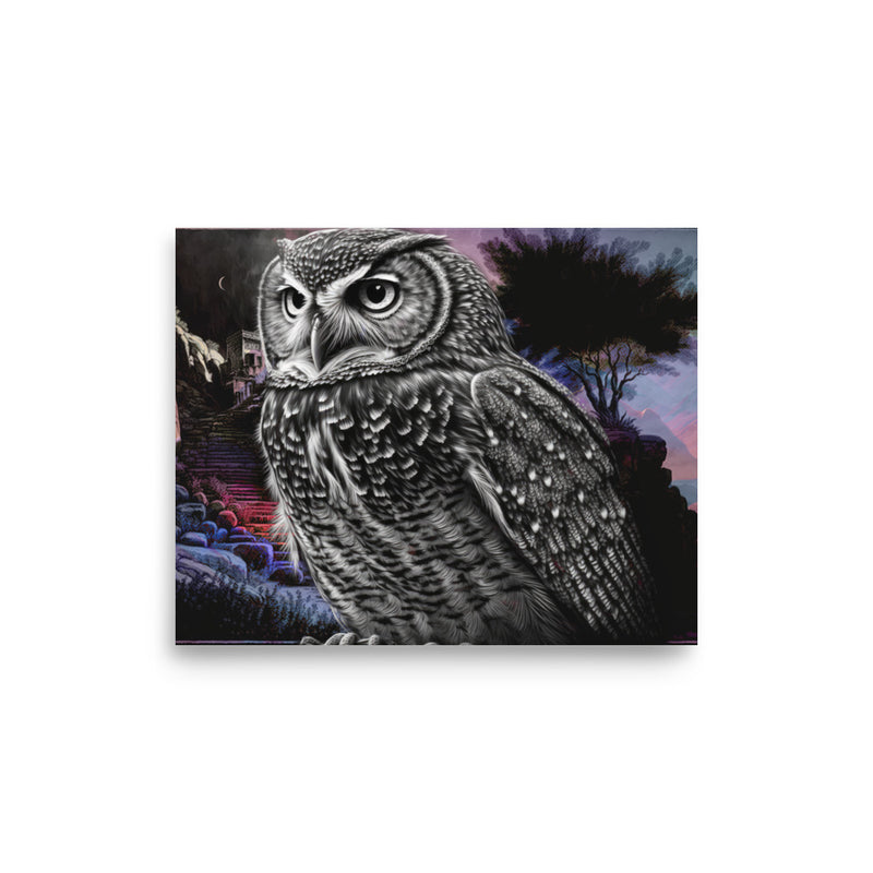 Poster — Owl in Front of Classical Ruins